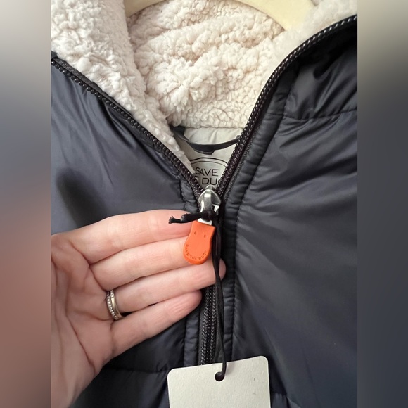 New Save The Duck Boys’ Puffer Jacket With Teddy Lining Finnegan In Blue Black - Picture 8 of 10